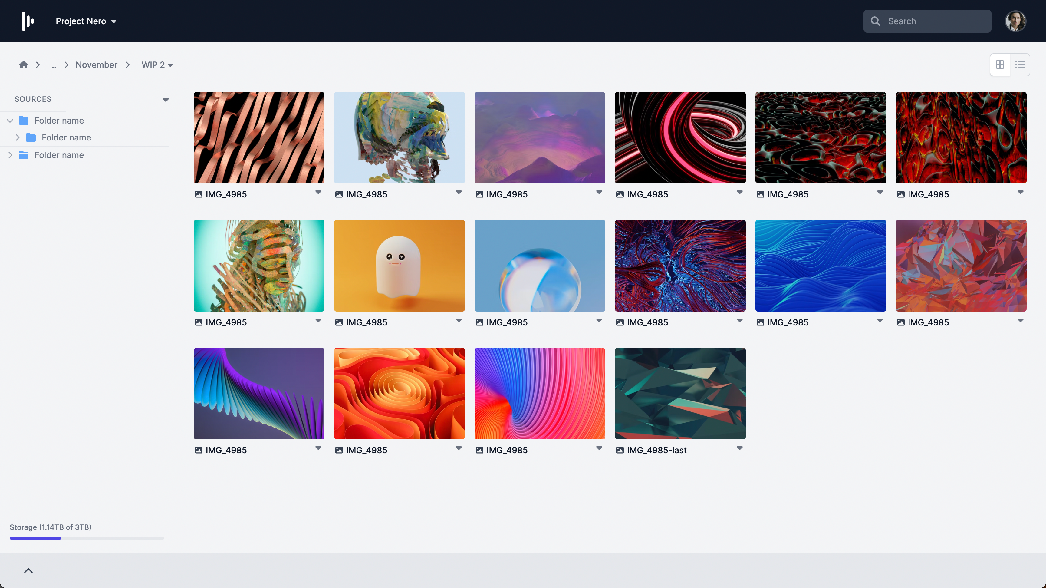 Cloud Platform Content Grid View